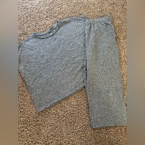 Eileen Fisher Organic Cotton Hemp Set Boxy Top Pants Grey Size M PM Lounge Pjs